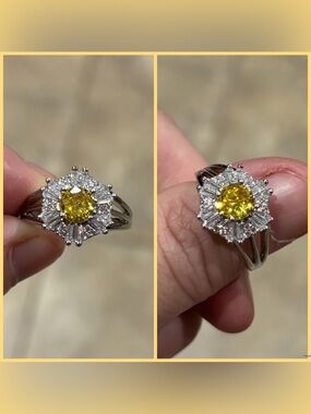 Brand NEW yellow and gold CZ design ring! $25